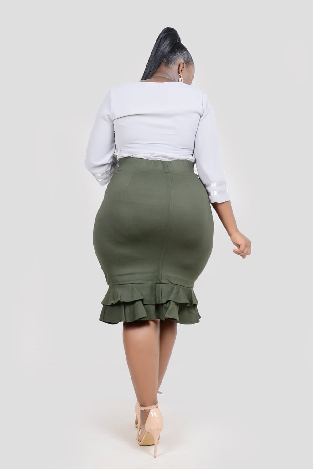 Corduroy Button-Front Skirt - alternate view